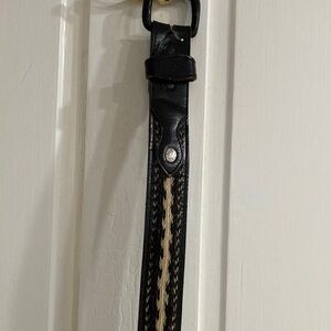 Vintage Pony hair Black and Tan Leather Belt
